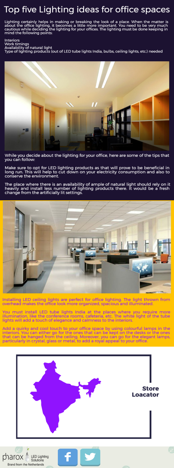 Five LED Lighting ideas for office area
